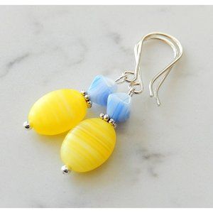 Blue, Yellow Earrings